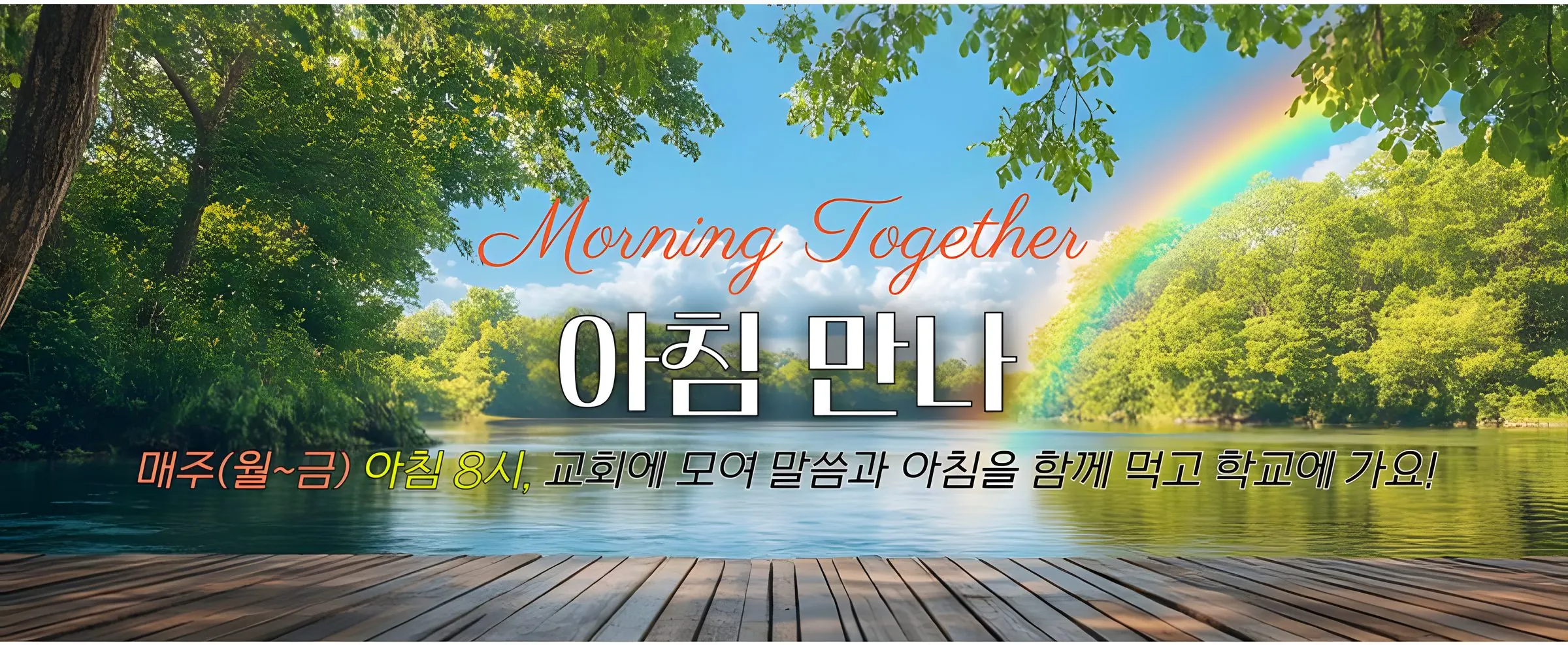 Morning Together 아침 만나 — 매주(월~금) 아침 8시, 교회에 모여 말씀과 아침을 함께 먹고 학교에 가요!
